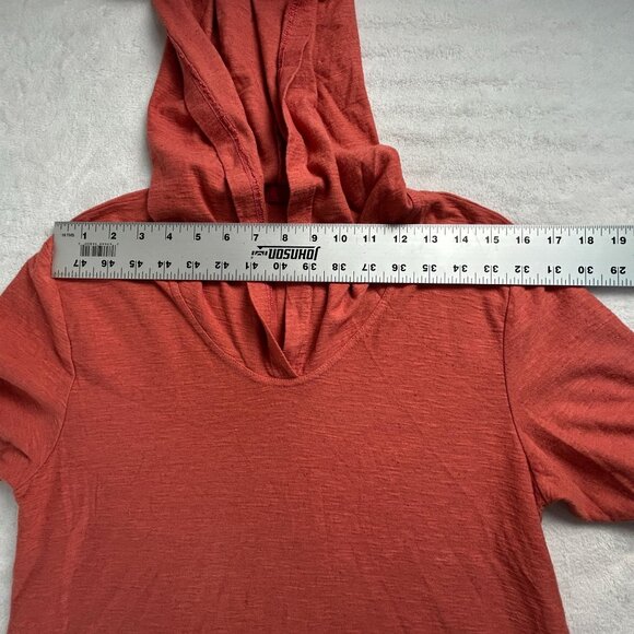 Cut Loose Womens Hooded Long Sleeve Top Small Orange Kangaroo Pocket Pullover - Picture 5 of 7